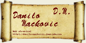 Danilo Mačković vizit kartica